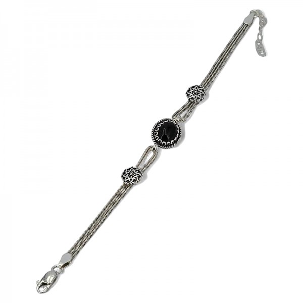 ΧΕΙΡΟΠΟΙΗΤΟ ΑΛΥΣΙΔΩΤΟ ΒΡΑΧΙΟΛΙ ΑΣΗΜΙ925 ΚΑΙ ΟΝΥΖΑ ΠΕΤΡΑ