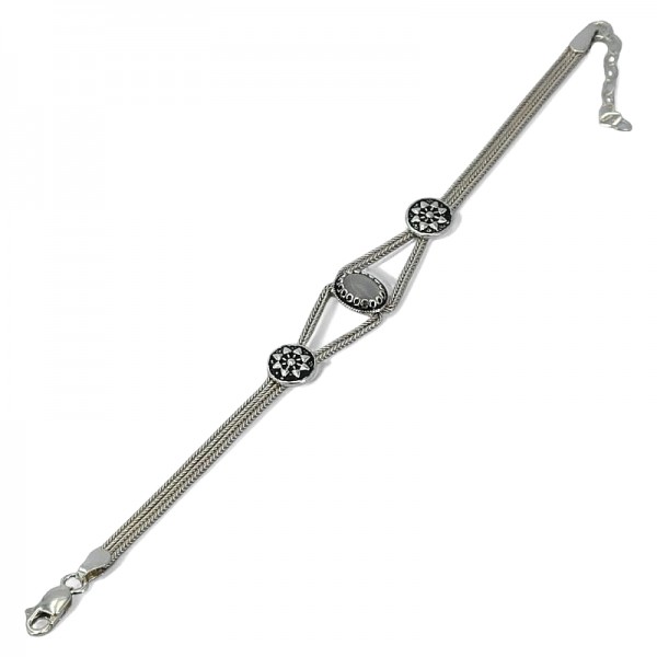 ΧΕΙΡΟΠΟΙΗΤΟ ΑΛΥΣΙΔΩΤΟ ΒΡΑΧΙΟΛΙ ΑΣΗΜΙ925 ΜΕ ΑΧΑΤΗ ΠΕΤΡΑ