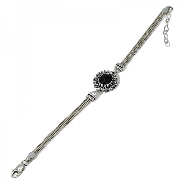 ΧΕΙΡΟΠΟΙΗΤΟ ΑΛΥΣΙΔΩΤΟ ΒΡΑΧΙΟΛΙ ΑΣΗΜΙ925 ΜΕ ΟΝΥΧΑ ΠΕΤΡΑ