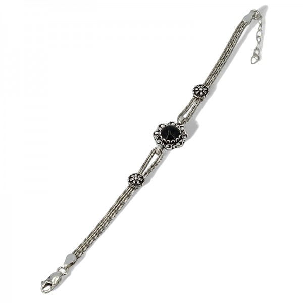 ΧΕΙΡΟΠΟΙΗΤΟ ΑΛΥΣΙΔΩΤΟ ΒΡΑΧΙΟΛΙ ΑΣΗΜΙ925 ΜΕ ΟΝΥΧΑ ΠΕΤΡΑ