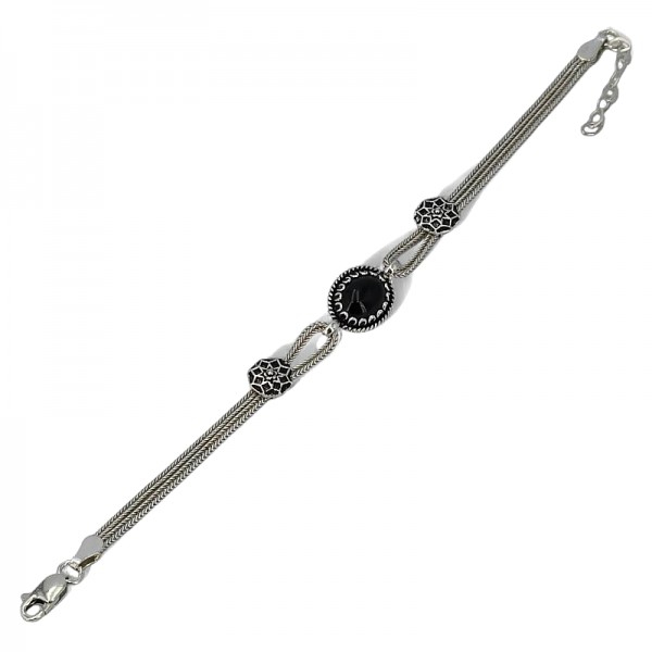 ΑΛΥΣΙΔΩΤΟ ΒΡΑΧΙΟΛΙ ΑΣΗΜΙ925 ΜΕ ΟΝΥΧΑ ΠΕΤΡΑ