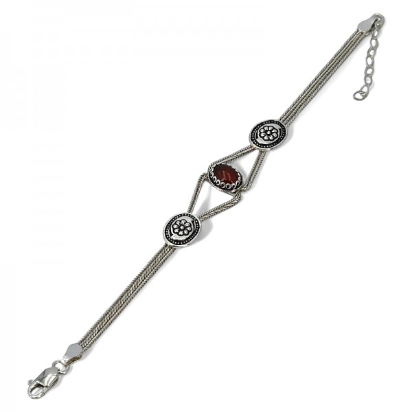 ΧΕΙΡΟΠΟΙΗΤΟ ΑΛΥΣΙΔΩΤΟ ΒΡΑΧΙΟΛΙ ΑΣΗΜΙ925 ΚΑΙ ΚΟΡΝΕΟΛΗ ΠΕΤΡΑ