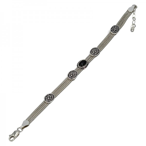 ΧΕΙΡΟΠΟΙΗΤΟ ΑΛΥΣΙΔΩΤΟ ΒΡΑΧΙΟΛΙ ΑΣΗΜΙ925 ΜΕ ΟΝΥΧΑ ΠΕΤΡΑ