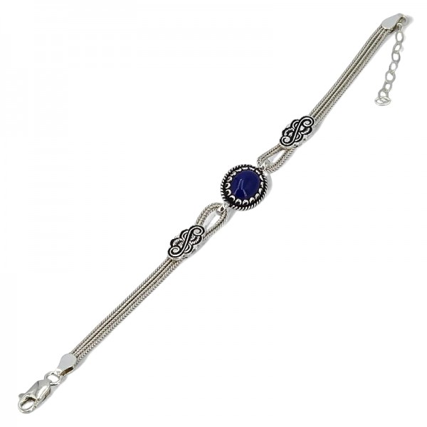 ΧΕΙΡΟΠΟΙΗΤΟ ΑΛΥΣΙΔΩΤΟ ΒΡΑΧΙΟΛΙ ΑΣΗΜΙ925 ΜΕ ΛΑΠΙΣ ΠΕΤΡΑ