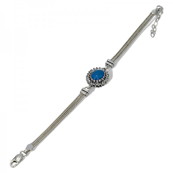 ΧΕΙΡΟΠΟΙΗΤΟ ΑΛΥΣΙΔΩΤΟ ΒΡΑΧΙΟΛΙ ΑΣΗΜΙ925 ΜΕ ΤΥΡΚΟΥΑΖ ΠΕΤΡΑ