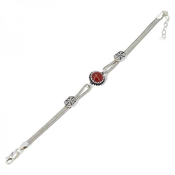 ΧΕΙΡΟΠΟΙΗΤΟ ΑΛΥΣΙΔΩΤΟ ΒΡΑΧΙΟΛΙ ΑΣΗΜΙ925 ΜΕ ΚΟΡΝΕΟΛΗ ΠΕΤΡΑ