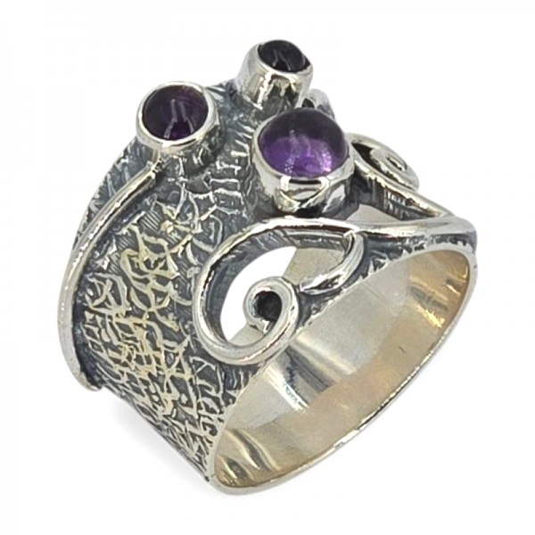 ΧΕΙΡΟΠΟΙΗΤΟ ΔΑΧΤΥΛΙΔΙ ΑΠΟ ΑΣΗΜΙ925 ΚΑΙ ΑΜΕΘΥΣΤΟ ΠΕΤΡΑ