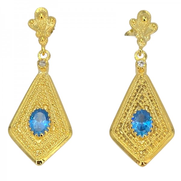 ΚΑΡΦΩΤΑ ΚΡΕΜΑΣΤΑ ΣΚΟΥΛΑΡΙΚΙΑ ΑΣΗΜΙ925 ΜΕ ΕΠΙΧΡΥΣΩΣΗ Κ18 ΚΑΙ ΖΙΡΚΟΝ ΠΕΤΡΑ