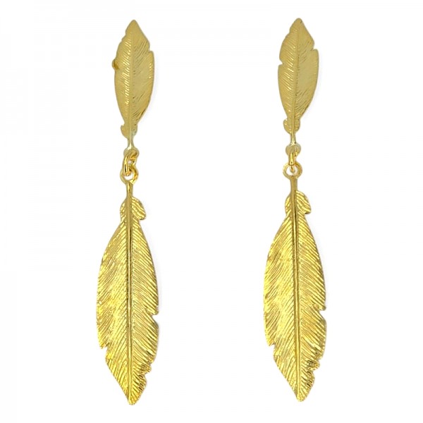 ΚΡΕΜΑΣΤΑ ΣΚΟΥΛΑΡΙΚΙΑ ΦΤΕΡΟ ΑΠΟ ΑΣΗΜΙ925 ΜΕ ΕΠΙΧΡΥΣΩΣΗ Κ18