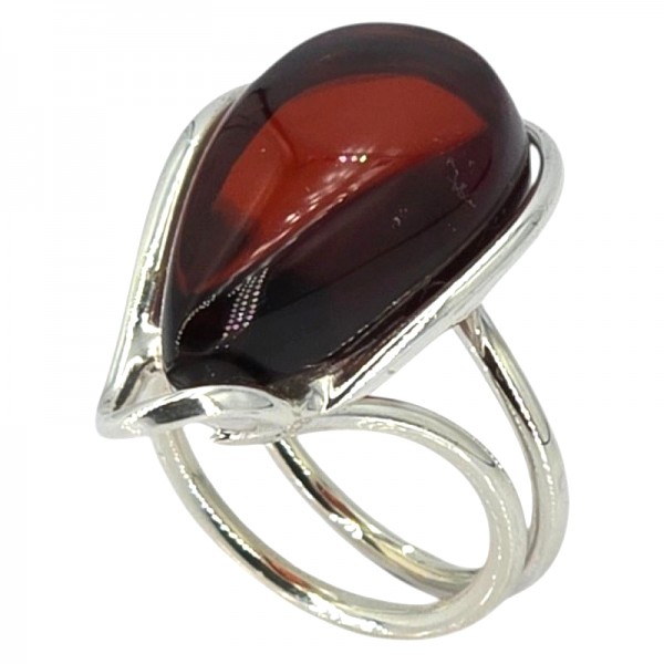 ΧΕΙΡΟΠΟΙΗΤΟ ΔΑΧΤΥΛΙΔΙ ΑΠΟ ΑΣΗΜΙ925 ΜΕ ΚΟΚΚΙΝΟ ΚΕΧΡΙΜΠΑΡΙ