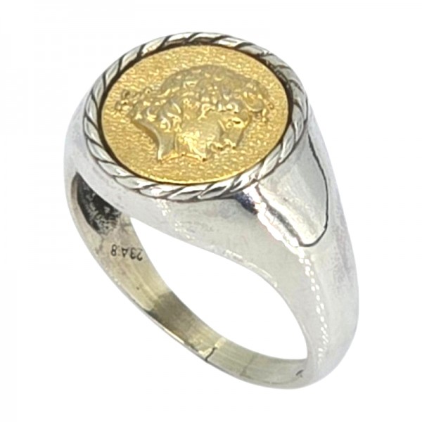 ΔΑΧΤΥΛΙΔΙ ΜΕ ΑΡΧΑΙΟΕΛΛΗΝΙΚΗ ΚΕΦΑΛΗ ΑΠΟ ΑΣΗΜΙ925 ΚΑΙ ΕΠΙΧΡΥΣΩΣΗ Κ 18