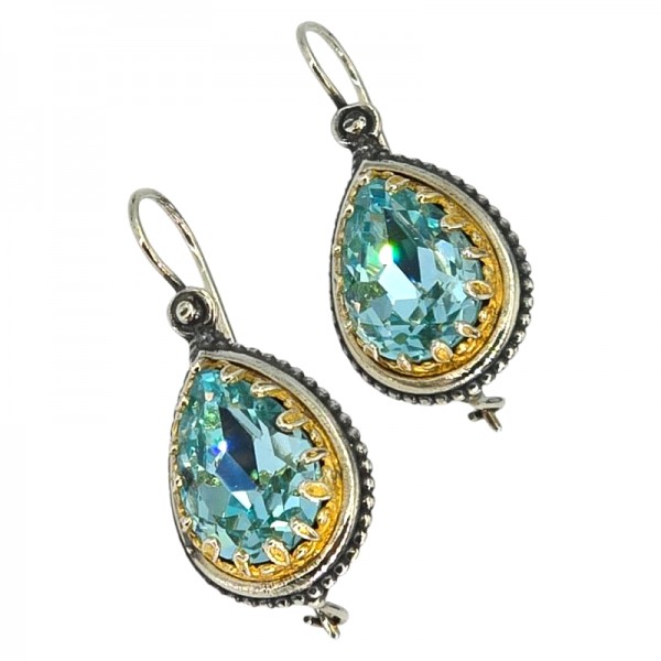 ΒΥΖΑΝΤΙΝΑ ΔΙΧΡΩΜΑ ΣΚΟΥΛΑΡΙΚΙΑ ΑΠΟ ΑΣΗΜΙ925 ΕΠΙΧΡΥΣΩΣΗ Κ18 ΚΑΙ ΖΙΡΚΟΝ ΠΕΤΡΑ