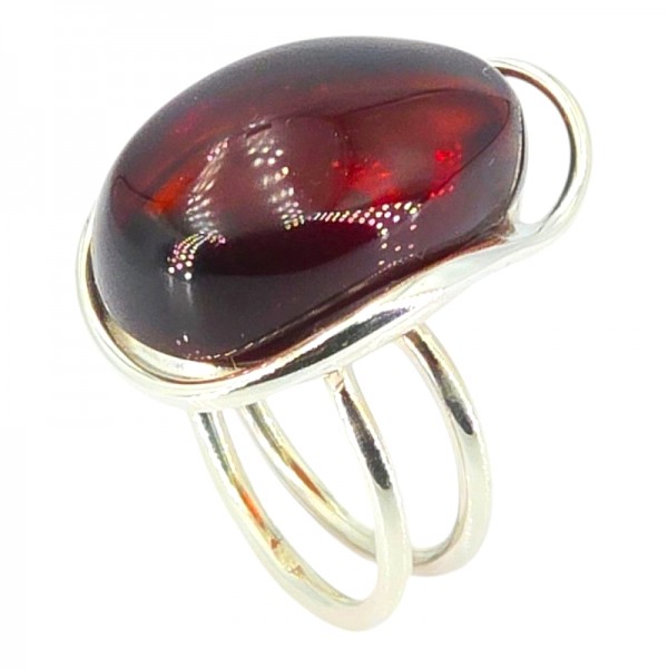 ΧΕΙΡΟΠΟΙΗΤΟ ΔΑΧΤΥΛΙΔΙ ΑΠΟ ΑΣΗΜΙ925 ΜΕ ΚΟΚΚΙΝΟ ΚΕΧΡΙΜΠΑΡΙ