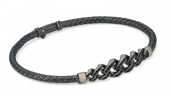 ΑΝΔΡΙΚΟ ΒΡΑΧΙΟΛΙ ΑΠΟ ΑΣΗΜΙ925 ΚΑΙ ΜΑΥΡΑ ΖΙΡΚΟΝ ΠΕΤΡΕΣ