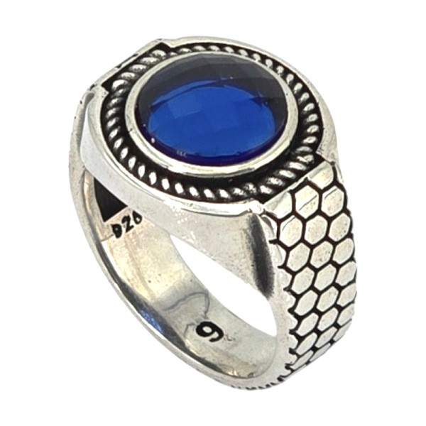 ΑΝΔΡΙΚΟ ΔΑΧΤΥΛΙΔΙ ΑΠΟ ΑΣΗΜΙ925 ΚΑΙ ΜΠΛΕ ΖΙΡΚΟΝ ΠΕΤΡΑ