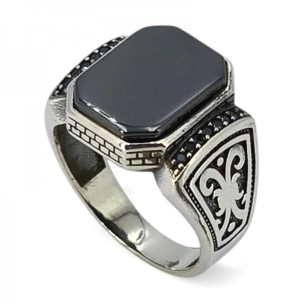 ΑΝΔΡΙΚΟ ΔΑΧΤΥΛΙΔΙ ΑΠΟ ΑΣΗΜΙ925 ΜΕ ΟΝΥΧΑ ΠΕΤΡΑ ΚΑΙ ΖΙΡΚΟΝ