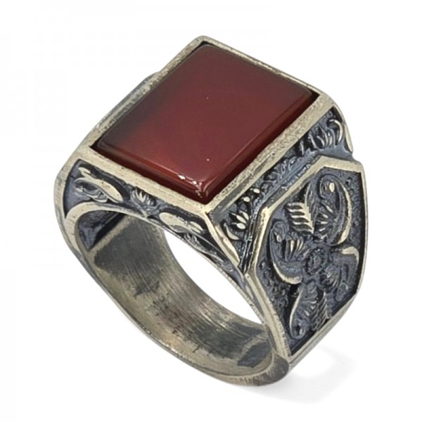 ΑΝΔΡΙΚΟ ΣΚΑΛΙΣΤΟ ΔΑΧΤΥΛΙΔΙ ΑΣΗΜΙ925 ΜΕ ΚΟΡΝΕΟΛΗ ΠΕΤΡΑ