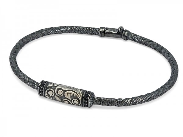 ΑΝΔΡΙΚΟ ΒΡΑΧΙΟΛΙ ΑΠΟ ΑΣΗΜΙ925 ΚΑΙ ΜΑΥΡΑ ΖΙΡΚΟΝ ΠΕΤΡΕΣ