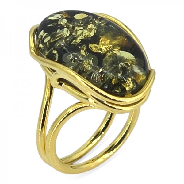 ΧΕΙΡΟΠΟΙΗΤΟ ΔΑΧΤΥΛΙΔΙ ΑΠΟ ΑΣΗΜΙ925 ΕΠΙΧΡΥΣΩΣΗ Κ18 ΚΑΙ ΠΡΑΣΙΝΟ ΚΕΧΡΙΜΠΑΡΙ