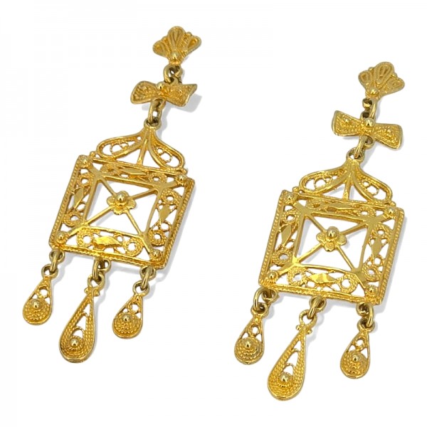 ΒΥΖΑΝΤΙΝΑ ΣΚΟΥΛΑΡΙΚΙΑ ΑΣΗΜΙ925 ΜΕ ΕΠΙΧΡΥΣΩΣΗ Κ18 ΚΑΙ ΡΟΥΜΠΙΝΟΓΡΑΝΑΔΑ ΠΕΤΡΑ