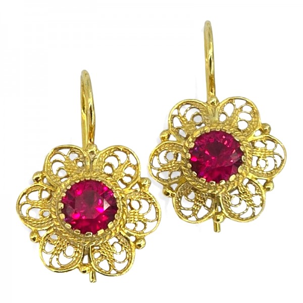 ΦΙΛΙΓΚΡΑΝ ΣΚΟΥΛΑΡΙΚΙΑ ΑΠΟ ΑΣΗΜΙ925 ΜΕ ΕΠΙΧΡΥΣΩΣΗ Κ18 ΚΑΙ ΡΟΥΜΠΙΝΟΓΡΑΝΑΔΑ ΠΕΤΡΑ