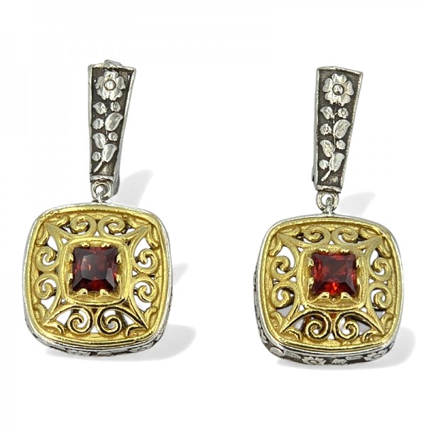 ΒΥΖΑΝΤΙΝΑ ΣΚΑΛΙΣΤΑ ΣΚΟΥΛΑΡΙΚΙΑ ΑΠΟ ΑΣΗΜΙ 925 Κ ΕΠΙΧΡΥΣΩΣΗ Κ18 ΜΕ ΓΡΑΝΑΔΑ ΠΕΤΡΑ