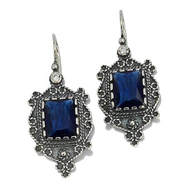 ΑΝΤΙΚΕ ΣΚΟΥΛΑΡΙΚΙΑ ΑΣΗΜΙ925 ΜΕ ΜΠΛΕ ΖΙΡΚΟΝ ΠΕΤΡΑ