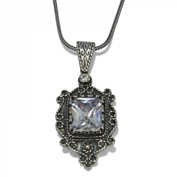 ΑΝΤΙΚΕ ΜΕΝΤΑΓΙΟΝ ΑΣΗΜΙ925 ΜΕ ΖΙΡΚΟΝ ΠΕΤΡΑ