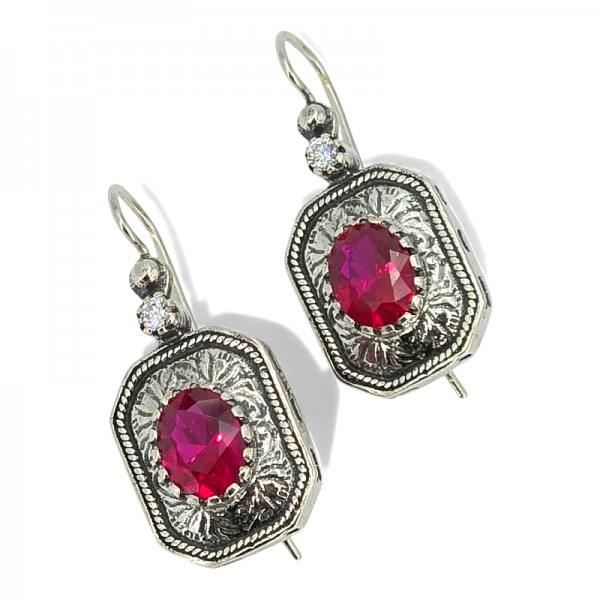 ΑΝΤΙΚΕ ΣΚΟΥΛΑΡΙΚΙΑ ΑΣΗΜΙ925 ΜΕ ΡΟΥΜΠΙΝΟΓΡΑΝΑΔΑ ΚΑΙ ΖΙΡΚΟΝ ΠΕΤΡΑ