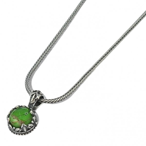 ΒΥΖΑΝΤΙΝΟ ΜΟΝΟΠΕΤΡΟ ΜΕΝΤΑΓΙΟΝ ΑΣΗΜΙ925 ΜΕ COPPER ΤΥΡΚΟΥΑΖ ΠΕΤΡΑ