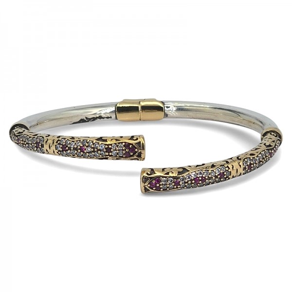 ΒΡΑΧΙΟΛΙ ΒΕΡΓΑ ΑΣΗΜΙ925 ΚΕΦΑΛΕΣ ΛΙΟΝΤΑΡΙΩΝ ΜΕ ΓΡΑΝΑΔΑ ΠΕΤΡΑ