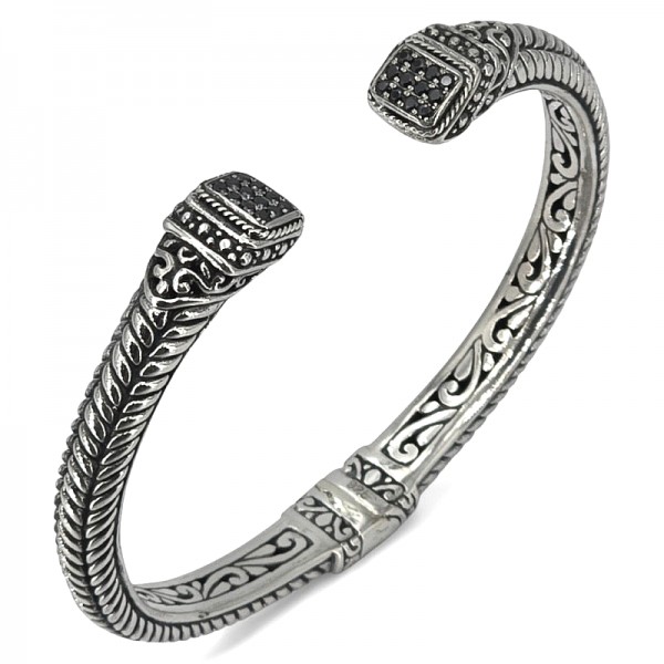 ΧΕΙΡΟΠΟΙΗΤΟ ΒΡΑΧΙΟΛΙ ΒΕΡΓΑ ΑΠΟ ΑΣΗΜΙ925 ΕΠΙΧΡΥΣΩΣΗ ΚΑΙ ΜΑΥΡΑ ΖΙΡΚΟΝ