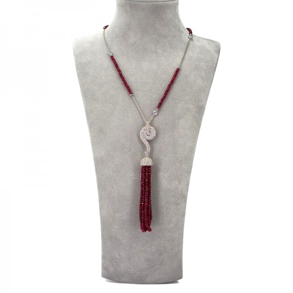 ΜΑΚΡΥ ΚΟΛΙΕ ΦΙΔΙ ΑΠΟ ΑΣΗΜΙ925 ΜΕ ΡΟΥΜΠΙΝΙ ΚΑΙ ΖΙΡΚΟΝ ΠΕΤΡΕΣ