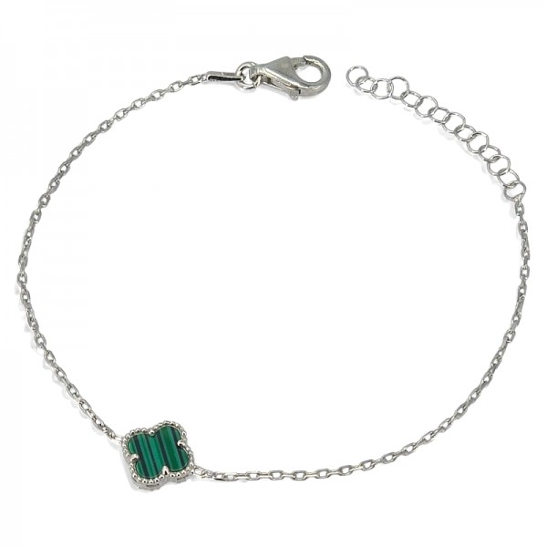 ΒΡΑΧΙΟΛΙ ΑΛΥΣΙΔΑ ΑΣΗΜΙ925 ΜΕ ΜΑΛΑΧΙΤΗ ΠΕΤΡΑ