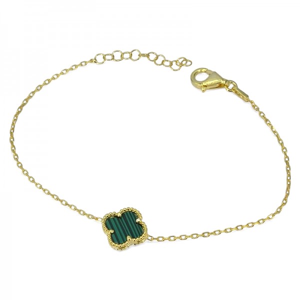 ΒΡΑΧΙΟΛΙ ΑΛΥΣΙΔΑ ΑΣΗΜΙ925 ΜΕ ΕΠΙΧΡΥΣΩΣΗ Κ18 ΚΑΙ ΜΑΛΑΧΙΤΗ ΠΕΤΡΑ