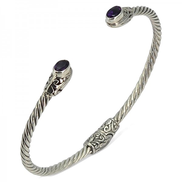 ΧΕΙΡΟΠΟΙΗΤΟ ΣΚΑΛΙΣΤΟ ΒΡΑΧΙΟΛΙ ΧΕΙΡΟΠΕΔΑ ΑΠΟ ΑΣΗΜΙ925 ΚΑΙ ΑΜΕΘΥΣΤΟ ΠΕΤΡΑ