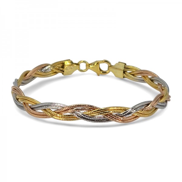 ΒΡΑΧΙΟΛΙ ΑΛΥΣΙΔΑ ΤΡΙΧΡΩΜΗ ΑΣΗΜΙ925 ΜΕ ΕΠΙΧΡΥΣΩΣΗ Κ18