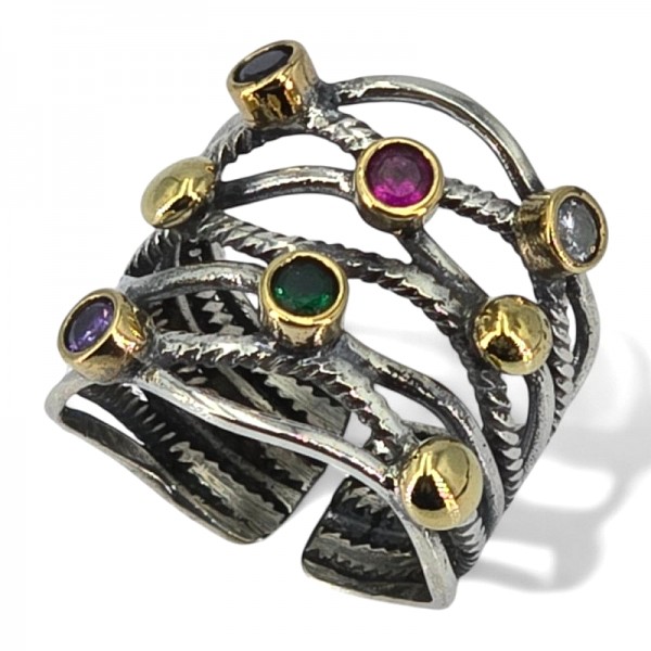 ΧΕΙΡΟΠΟΙΗΤΟ ΔΑΧΤΥΛΙΔΙ ΑΠΟ ΑΣΗΜΙ925 ΚΑΙ ΟΡΥΚΤΕΣ ΠΕΤΡΕΣ