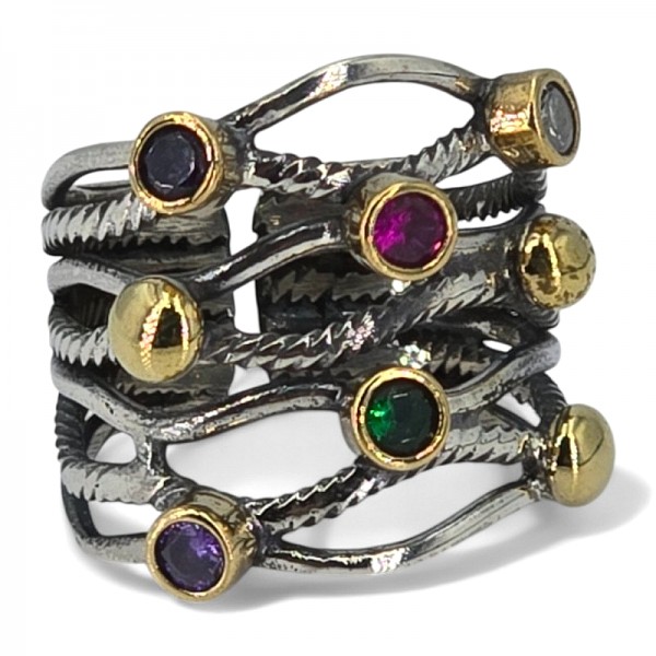 ΧΕΙΡΟΠΟΙΗΤΟ ΔΑΧΤΥΛΙΔΙ ΑΠΟ ΑΣΗΜΙ925 ΚΑΙ ΠΡΑΣΙΝΟ ΚΕΧΡΙΜΠΑΡΙ