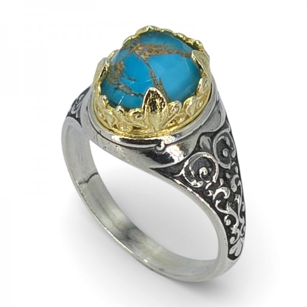 ΒΥΖΑΝΤΙΝΟ ΣΚΑΛΙΣΤΟ ΔΑΧΤΥΛΙΔΙ ΑΣΗΜΙ925 ΜΕ ΕΠΙΧΡΥΣΩΣΗ Κ18 ΚΑΙ COOPER TYRKOYAZ