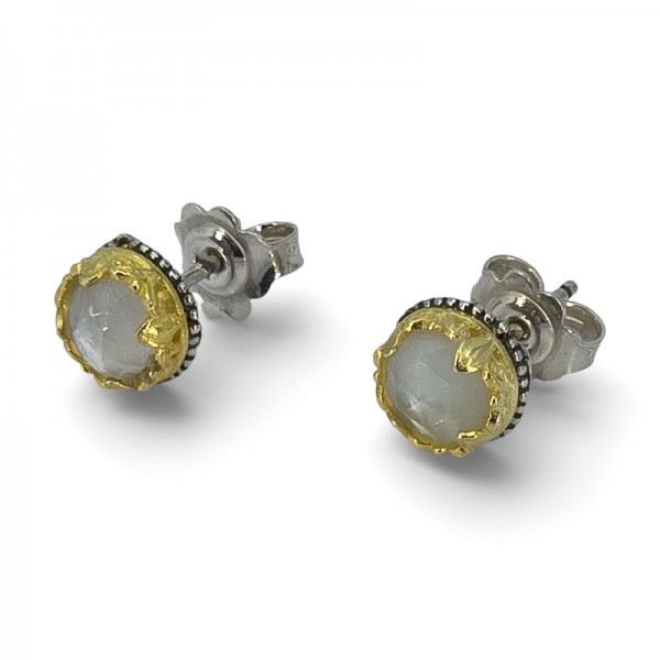 ΚΑΡΦΩΤΑ ΒΥΖΑΝΤΙΝΑ ΣΚΟΥΛΑΡΙΚΙΑ ΑΣΗΜΙ925 ΜΕ ΕΠΙΧΡΥΣΩΣΗ Κ18 ΚΑΙ ΦΙΛΝΤΙΣΙ ΠΕΤΡΕΣ