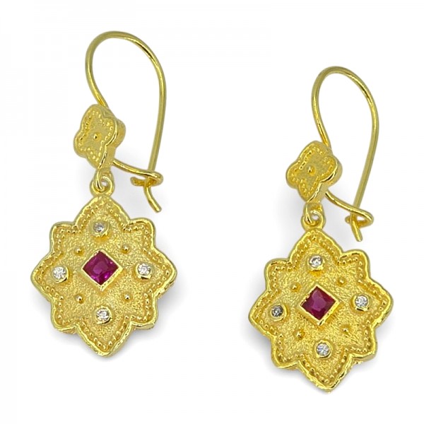 ΚΡΕΜΑΣΤΑ ΒΥΖΑΝΤΙΝΑ ΣΚΟΥΛΑΡΙΚΙΑ ΑΣΗΜΙ925 ΜΕ ΕΠΙΧΡΥΣΩΣΗ Κ18 ΚΑΙ ΖΙΡΚΟΝ