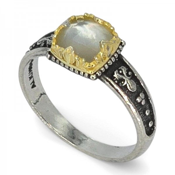 ΒΥΖΑΝΤΙΝΟ ΣΚΑΛΙΣΤΟ ΔΑΧΤΥΛΙΔΙ ΑΣΗΜΙ925 ΜΕ ΕΠΙΧΡΥΣΩΣΗ Κ18 ΚΑΙ ΦΙΛΝΤΙΣΙ ΠΕΤΡΑ