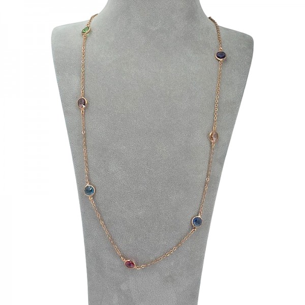 ΜΑΚΡΥ ΚΟΛΙΕ ΑΣΗΜΙ925 ΜΕ ΡΟΖ ΕΠΙΧΡΥΣΩΣΗ ΚΑΙ SWAROVSKI