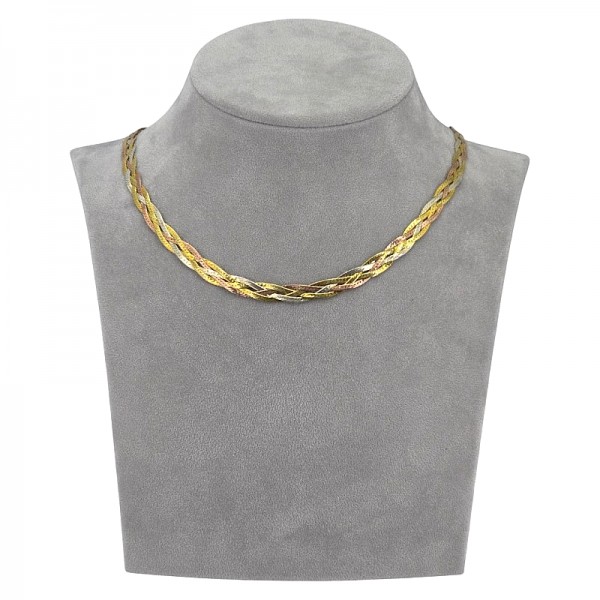 ΚΑΔΕΝΑ ΛΑΙΜΟΥ ΤΡΙΧΡΩΜΗ ΑΣΗΜΙ925 ΚΑΙ ΕΠΙΧΡΥΣΩΣΗ Κ18