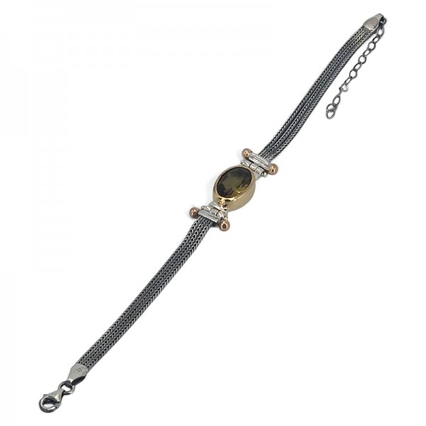 ΑΛΥΣΙΔΩΤΟ ΒΡΑΧΙΟΛΙ ΑΣΗΜΙ925 ΜΕ ΤΟΠΑΖ ΠΕΤΡΑ