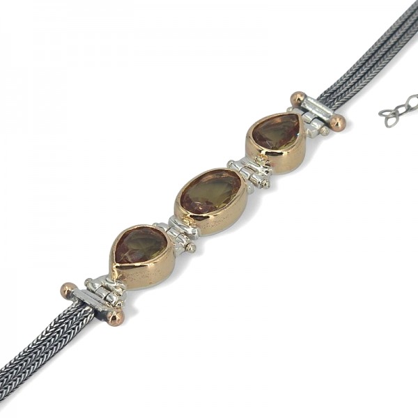 ΑΛΥΣΙΔΩΤΟ ΒΡΑΧΙΟΛΙ ΑΣΗΜΙ925 ΜΕ ΤΥΡΚΟΥΑΖ ΠΕΤΡΑ