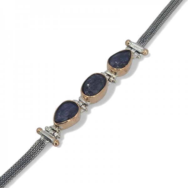 ΑΛΥΣΙΔΩΤΟ ΒΡΑΧΙΟΛΙ ΑΣΗΜΙ925 ΜΕ ΤΟΠΑΖ ΠΕΤΡΑ