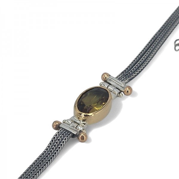 ΑΛΥΣΙΔΩΤΟ ΒΡΑΧΙΟΛΙ ΑΣΗΜΙ925 ΜΕ ΤΟΠΑΖ ΠΕΤΡΑ