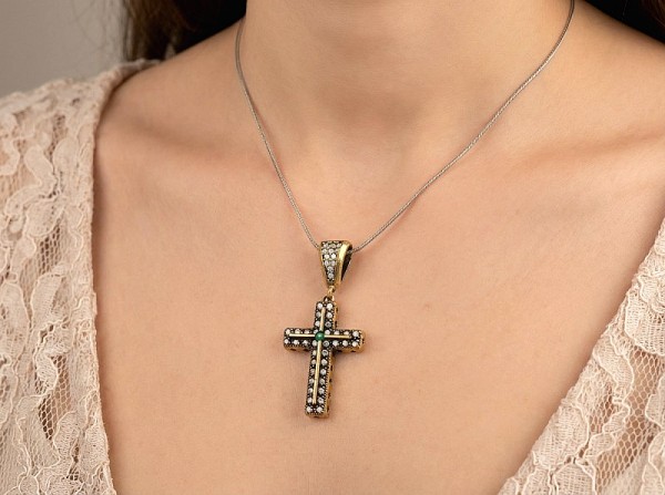 ΧΕΙΡΟΠΟΙΗΤΟΣ ΣΤΑΥΡΟΣ ΑΠΟ ΑΣΗΜΙ925 Κ ΕΠΙΧΡΥΣΩΣΗ Κ18